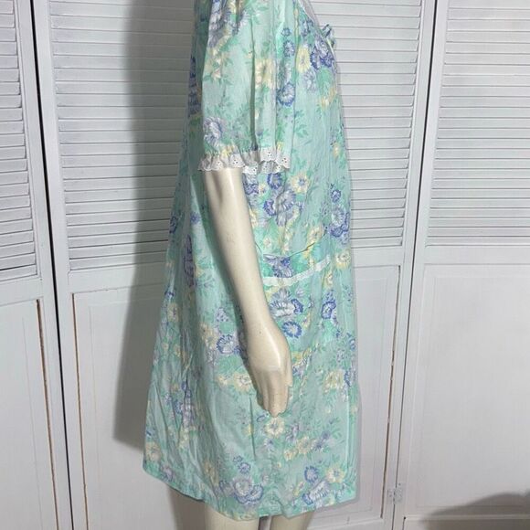 Vintage Simply Basic Pearl Snap House Dress Robe Size Large - Picture 8 of 12